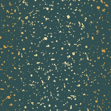 Vector sea green and gold foil hand crafted terrazzo pattern background. Backdrop of dense coarse grained stone granite particles. Abstract igneous rock texture of mineral crystals. All over print. clipart