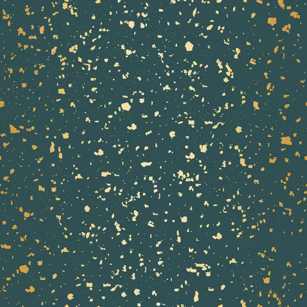 Vector zee groen en goud folie met de hand vervaardigd terrazzo patroon achtergrond. Achtergrond van dichte grof korrelige steengranieten deeltjes. Abstracte igneous rock textuur van minerale kristallen. Overal gedrukt. — Stockvector