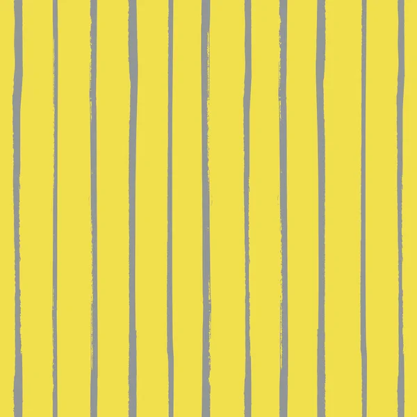 Yellow and warm gray striped seamless vector pattern background. Warm backddrop with vertical painterly block print stripes. Hand crafted irregular fashionable design. Modern all over print. — Stock Vector