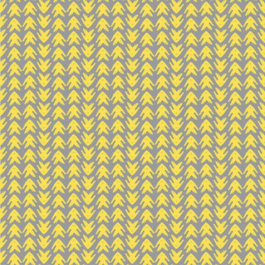 Sarı vektör gri kabile tarzı okun kusursuz desenli arka planı. Dikey satırlarda boyanmış semboller arka plan efekti yapar. El yapımı tasarım. Kumaş ambalajı için tüm yazdırma üzerinde yoğun hasır etkisi