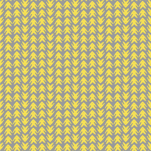노란 회색 부족 스타일의 화살 바다없는 패턴 배경. 수직으로 줄지어 늘어서 있는 길게 늘어선 마차들이 역효과를 낸다. 손으로 그린 디자인. 옷감 포장을 위한 인쇄 전반에 걸쳐 니스 위더 효과 — 스톡 벡터