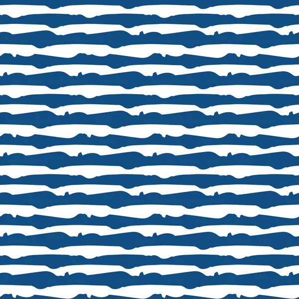 Vector painterstriped seamless 패턴 배경. 수평으로 평행하게 파란 흰색 배경에 줄무늬가 있습니다. 상형 기하학적 반복은 미묘 한 셰 브론 효과를 만들어 낸다. 해상에서는 여름의 개념이 — 스톡 벡터