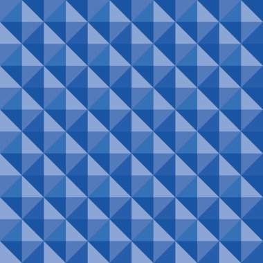 Vektör 3 boyutlu piramit biçimli, dikdörtgen desenli arkaplan. Gölgeli üçgenli zarif bir arka plan. Tek renkli mavi tekrar ediyor. Modern dokunsal doku tasarımı. İş için her yerde Geometrik baskı