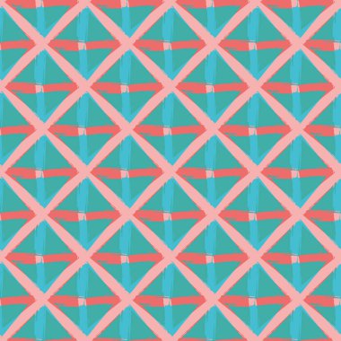 Vektör örgü efekti pürüzsüz iç içe geçmiş dokusu oluşturur. Makrame tarzı örgü örgü örgü mavi pembe perde. Geometrik modern hasır örgü düğümü. Yazın her yerinde.