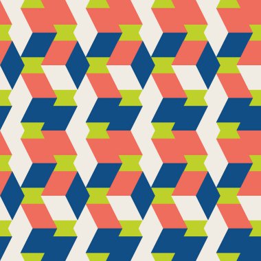 3 boyutlu izometrik küp vektörsüz şablon arka planı. Üst üste binen dikey katlama küpleri geometrik. arkaplan. Soyut sembol efekti mavi, yeşil, kırmızı dikdörtgen şekiller. İş paketlemesi için tekrarla