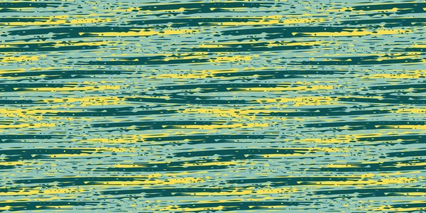 Abstract painterly flame stitch vector seamless border background. Banner with malachite green and yellow blended irregular stripes. Layered ink paint effect. Texture weave for ribbon, edging, trim — Stock Vector