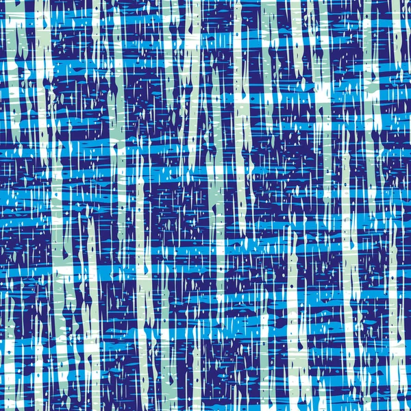 Abstrakte Leinwand texturiert Mitte des Jahrhunderts modernen Vektor nahtlose Muster Hintergrund. Einfarbiger denimblauer Hintergrund mit malerisch geätzten Streifen. Mischtintengewebeeffekt. Burlap Baumwollgewebe Stil wiederholen — Stockvektor