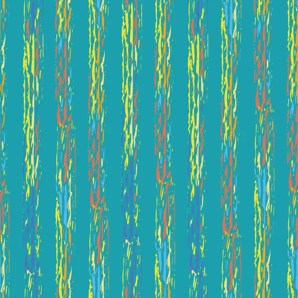 열 대 줄무늬의 바다없는 벡터 패턴 배경. 부드럽고 거친 붓질 줄무늬가 푸른 배경에 붙어 있다. 수직으로 색칠 된 기하학적 색깔을 연상하라. 휴가, 웰빙, 여름에 반복 — 스톡 벡터