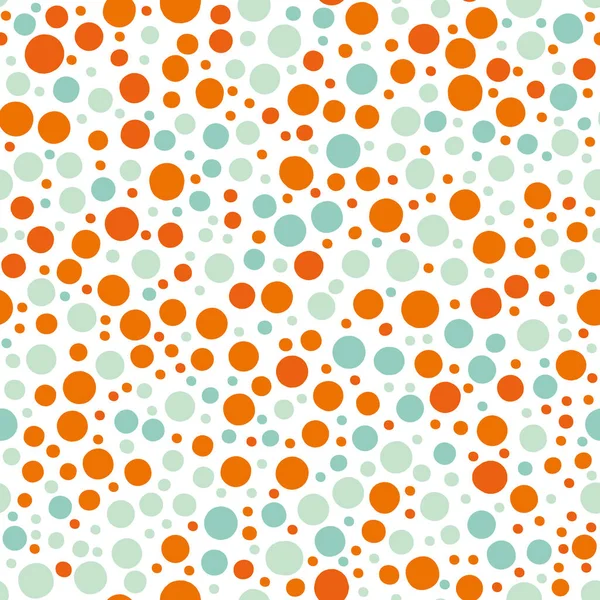 거품 거품 이 없는 벡터 패턴 배경을 보여 줍니다. Aqua blue orange white backdrop dense polka dot shapes. 모던 거품은 다양 한 크기의 디자인을 분산시킨다. 여름 방학 때쓰는 모든 인쇄물 — 스톡 벡터