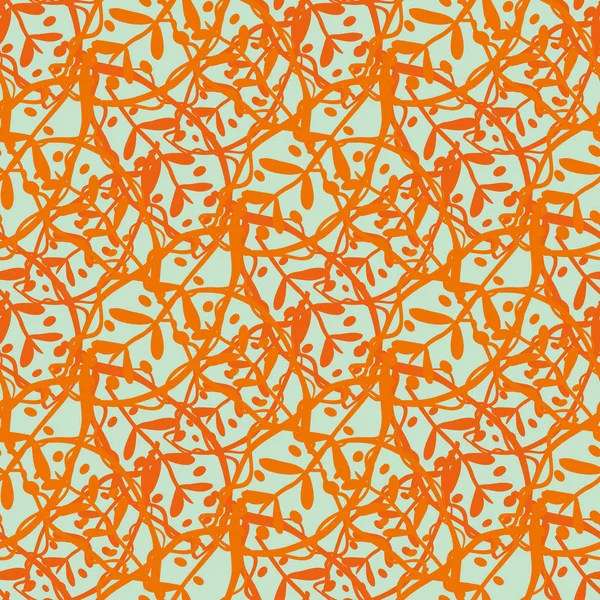 Абстрактная векторная текстура листьев Калатеи. Бесшовный фон шаблона. Стилизованный эффект линогравюры оранжевый аква-синий фон. Слоистые плотные тканные ботанические листья. Болезненные джунгли. — стоковый вектор
