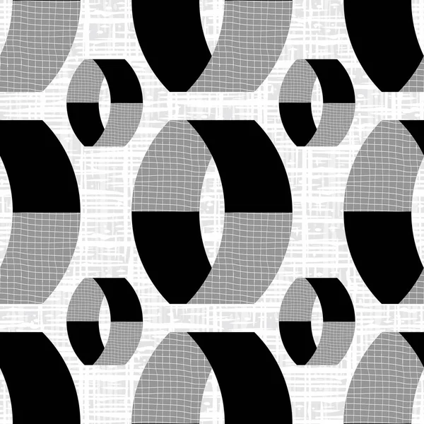 Vecteur monochrome texturé 3D cylindres. Fond de motif sans couture. Anneau flottant abstrait forme la conception géométrique verticale sur fond gravé. Impression complète pour le concept technique et commercial — Image vectorielle