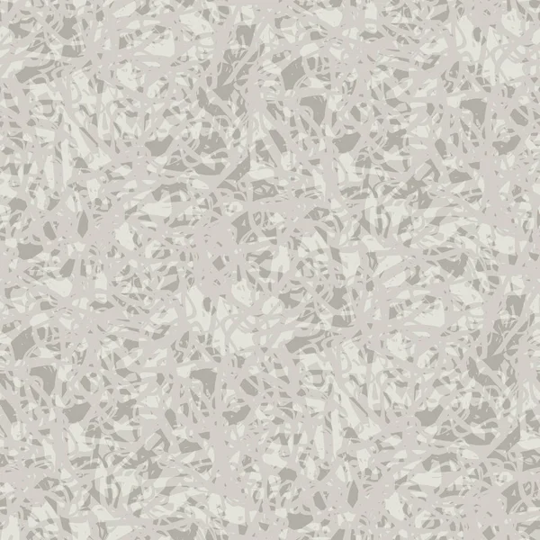 Astratto pizzo vettore senza soluzione di continuità modello di sfondo. Scenario in ecru naturale screziato beige con trama in rete metallica fibrosa. Filati croccanti incrociano fili sovrapposti. Ripetizione monocromatica testurizzata per imballaggio — Vettoriale Stock