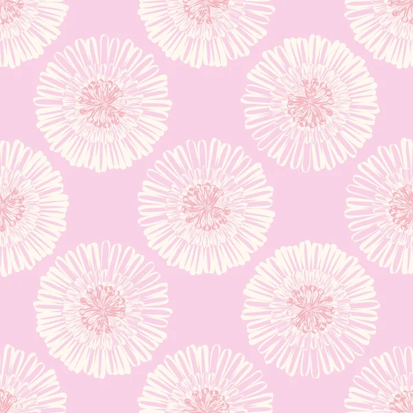 Moderne abstracte gerbera madeliefje bloem naadloze patroon achtergrond. Geometrisch herhalen met monochrome roze pastel bloemen. Botanische lino print stijl achtergrond ontwerp. Eenvoudige natuurtuin overal print — Stockvector