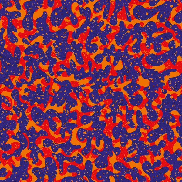 Vermicular vector sin costura fondo del patrón. Fondo de estilo histórico en añil naranja neón con formas coralinas abstractas y mezcla de terrazo. Textura de estilo tropical repetición para bienestar, verano — Archivo Imágenes Vectoriales