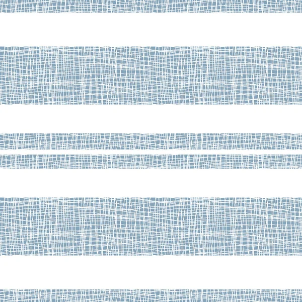 Çuval bezi desenli çizgili vektörsüz model arka plan. Yatay geniş dar çizgiler ve kalın keten dokuma. Delft mavi ve beyaz zarif tasarım. Kır evi çiftliği stili duotone tekrar — Stok Vektör