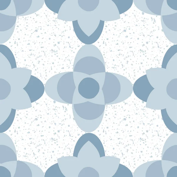 Dört katlı folyolu, kusursuz vektör desenli arka plan. Azulejo stili tarihi folyo motifleri beyaz terrazzo desenli arka planda delft mavisi. Dekoratif bozkır tasarımı. Seyahat ve ambalaj için Arabesk tekrarla — Stok Vektör