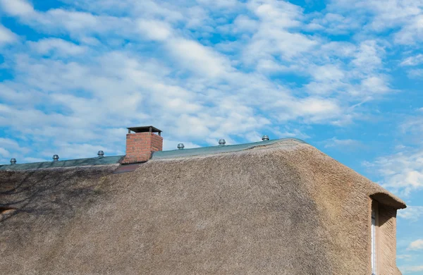 Соломенная крыша на побережье Северного моря — стоковое фото