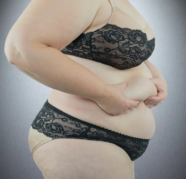 Mulher fazendo dieta mostrando — Fotografia de Stock