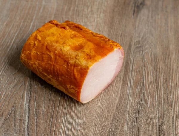 Zalm Geroosterd Varkensvlees Een Houten Tafel — Stockfoto