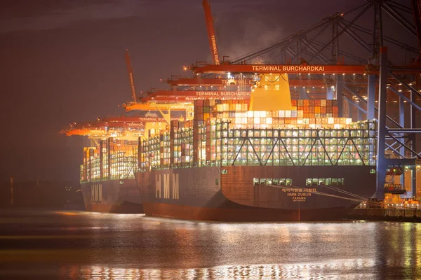 Hamburg Tyskland November 2020 Container Terminal Eurogate Burchardkai Hamburg Lastning — Stockfoto