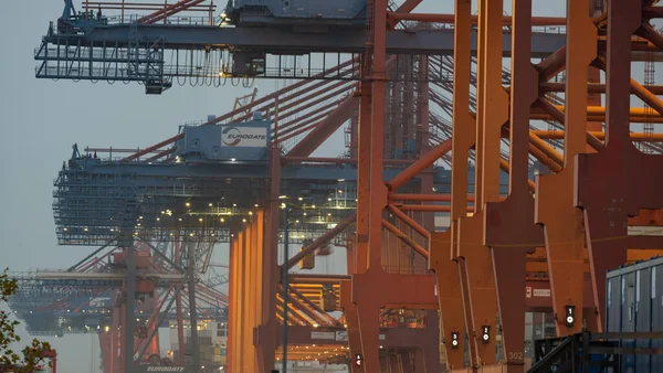 Hamburg Deutschland November 2020 Containerterminal Eurogate Burchardkai Hamburg Und Entladen — Stockfoto