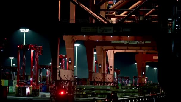 Containerterminal Eurogate Burchardkai Hamburg Und Entladen — Stockvideo
