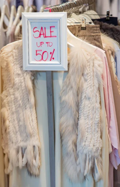 Rabbit Fur Vest Sale Winter Sales — Stock Photo, Image