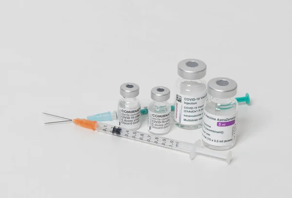Vaccine Box Vaccine Covid Mrna Comirnaty Biontech Astrazeneca — Stock Photo, Image