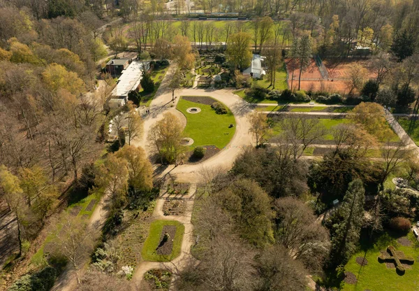 Jardín Rosas Con Muchas Áreas Verdes Fotografiadas Desde Aire Con — Foto de Stock