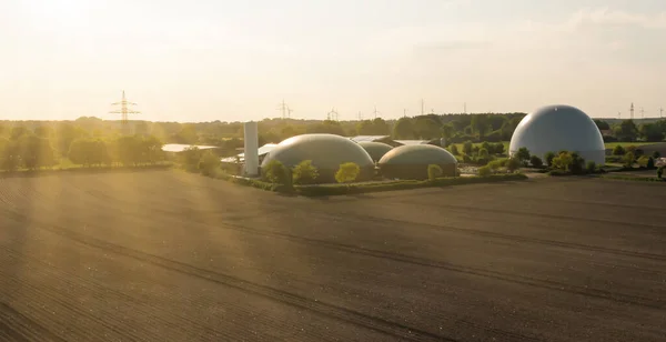 Biogazownia Perspektywy Powietrza Wykorzystywana Przez Drona — Zdjęcie stockowe