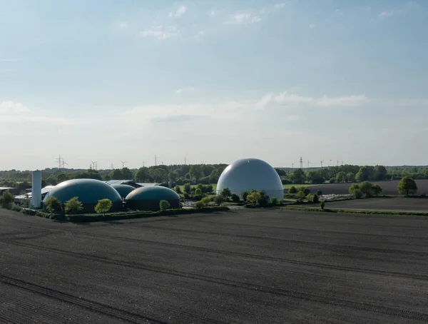 Bioplynová Stanice Vzduchové Perspektivy Dronem — Stock fotografie