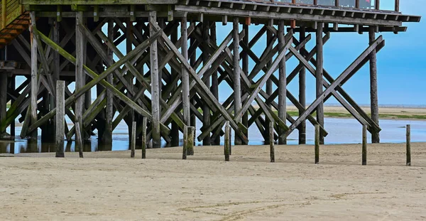 Stilt Abriga Cabanas Madeira Palafitas Mar Norte Sankt Peter Ording — Fotografia de Stock