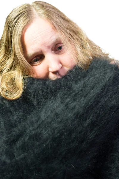 Woman wearing a Angora Sweater — Stock Photo, Image