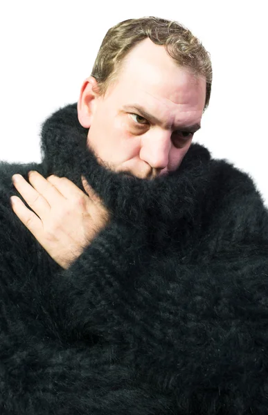 Uomo che indossa un maglione angora — Foto Stock