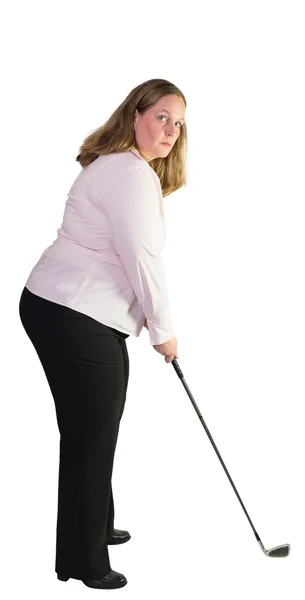 Business woman playing golf — Stock Photo, Image