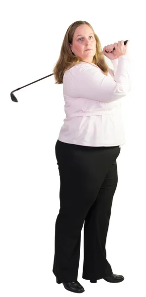 Business woman playing golf — Stock Photo, Image