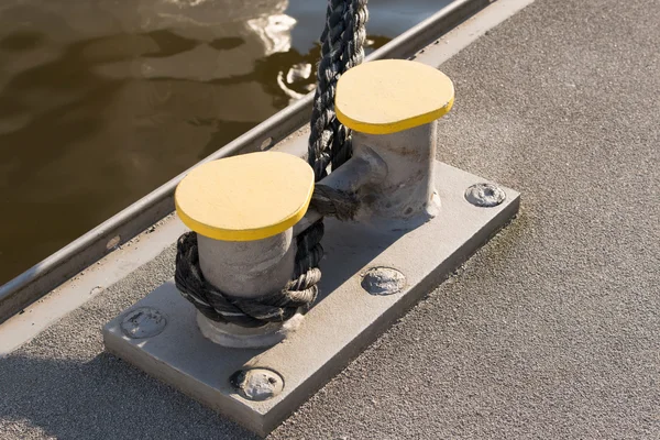 Bollard for fixing ships in a harbor — Stock Photo, Image