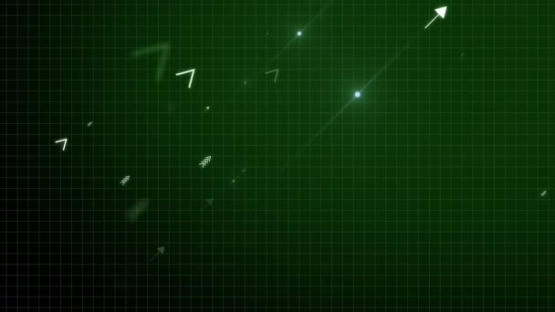 4k vídeo of abstract white arrows speed power on technological futuristic green background. — Vídeo de Stock