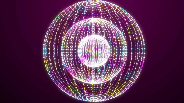Representación 3d del globo digital de plexo abstracto con partículas pequeñas que fluyen. — Foto de Stock