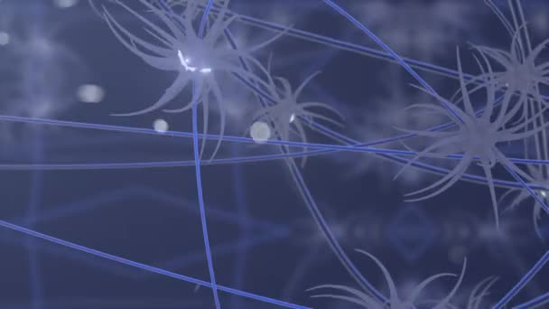 電気化学信号を送る抽象シナプスやニューロン細胞の4kビデオ. — ストック動画