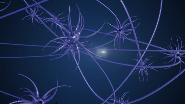 4k video van onderling verbonden neuronen met elektrische pulsen. — Stockvideo