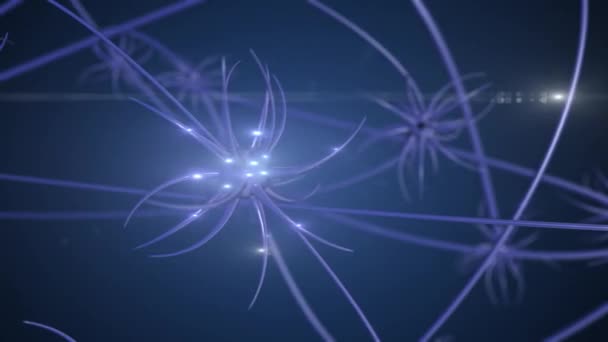 Vídeo 4k de sinapsis abstracta y células neuronales que envían señales químicas eléctricas. — Vídeo de stock
