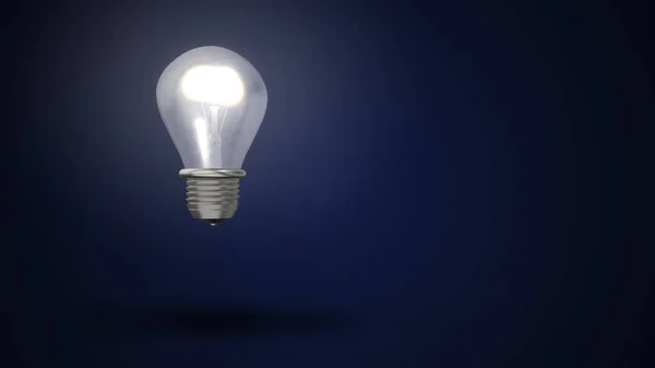 3D візуалізація лампочки на синьому фоні . — стокове фото
