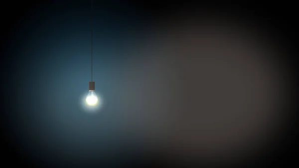 暗い背景に孤立した電球アイコンの3Dレンダリング. ストック画像