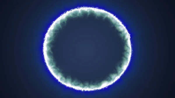 3D рендеринг круглой блестящей технологической рамки на синем фоне. — стоковое фото
