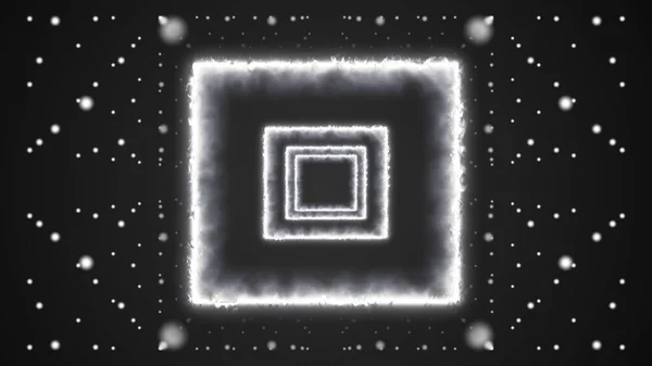 3d renderização de neon e-quadrado brilhante quadro com luz azul. — Fotografia de Stock