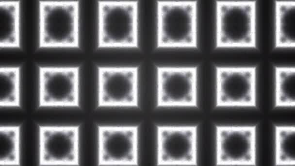 검은 배경에 불꽃과 빛 효과가 있는 레이저 정사각형 프레임 의 4k 비디오. — 비디오