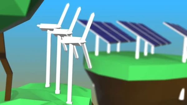 3d rendu de la production d'énergie à partir du soleil comme énergie écologique. — Photo