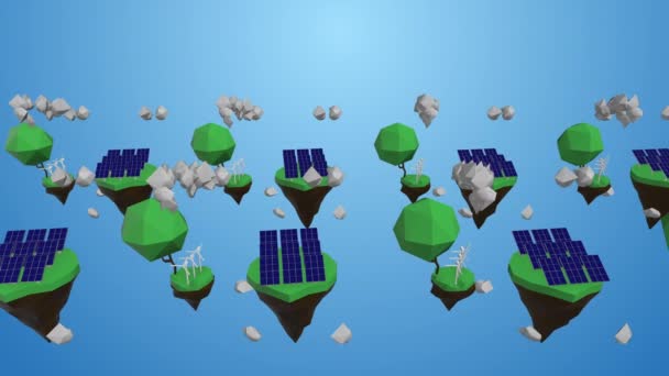 4k video of solar panels on separated islands stuck in the air. — Stock Footage 4k video of solar panels on separated islands stuck in the air. Stock Video