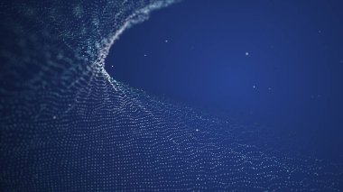 Birçok parlayan parçacığın 3 boyutlu teknoloji arkaplanı.